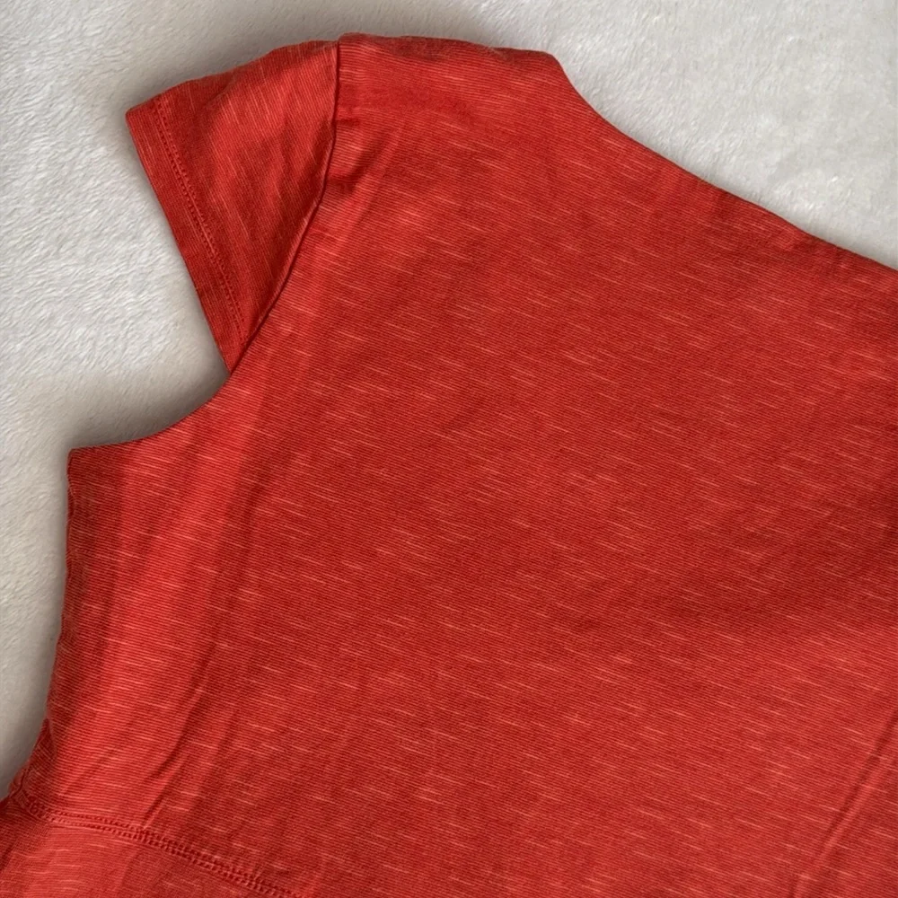 Toad & Co | Rosemarie V-Neck A-Line Cap Sleeve Dress Pocket Orange Stripe (S) - Picture 12 of 15